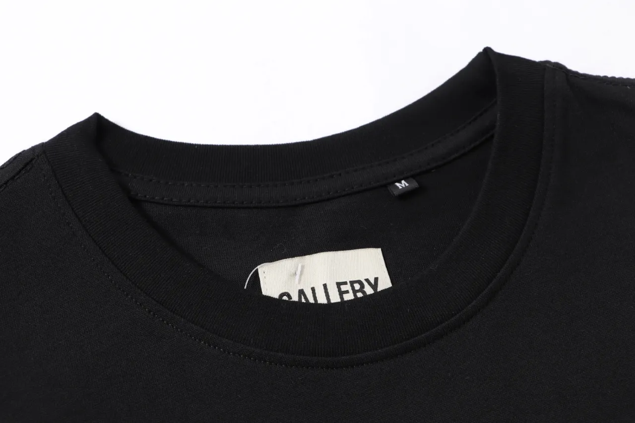 805#Gallery Dept new slogan horseshoe design printed short-sleeved double yarn pure cotton T-shirt casual Tee black navy blue S~XL P100